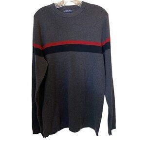 CHEROKEE Men Gray Striped Cotton Sweater Sz M Long Sleeved Academia Preppy Crew